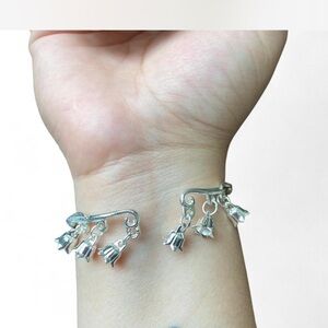 Elegant Silver Floral Charm Bracelet